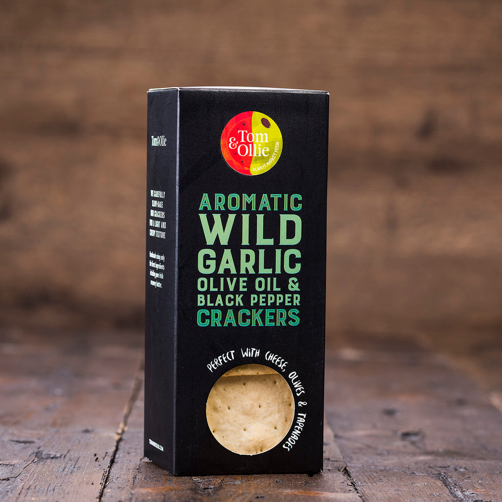 Aromatic Wild Garlic, Olive Oil & Black Pepper Crackers