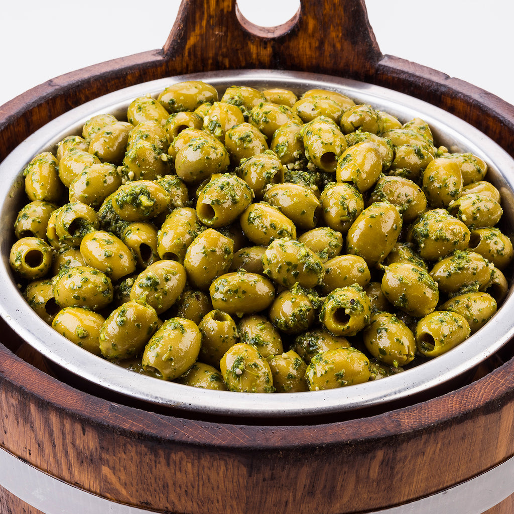 Green Olives with Fresh Pesto